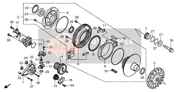 22330KVZ630, Gear Assy. B, Reduction (17T/50T), Honda, 0